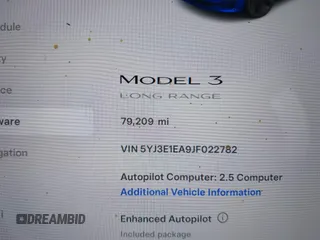 2018 Tesla Model 3 Long Range Battery with VIN 5YJ3E1EA9JF022782, listed as a IAAI auction lot 41875429 with 79,209 mi miles. Bid and sale history available at carsss.com. Image 14.