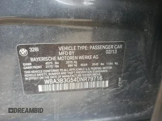 2013 BMW 3 Series 328i xDrive with VIN WBA3B3G54DNR79716, listed as a Copart auction lot 55332925 with 127,823 mi miles and Clean Title. Bid and sale history available at carsss.com. Image 12.