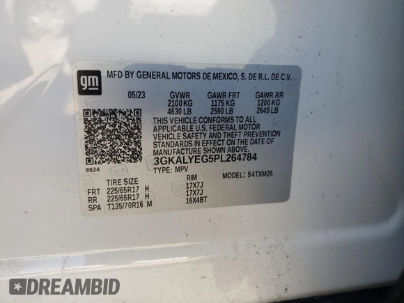 2023 GMC Terrain AT4 with VIN 3GKALYEG5PL264784, listed as a Copart auction lot 62915385 with 35,868 mi miles and Clean title. Bid and sale history available at DreamBid. Image 13.