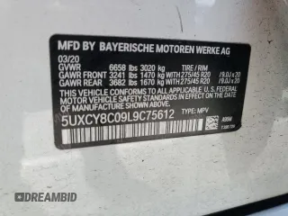 2020 BMW X6 M50i with VIN 5UXCY8C09L9C75612, listed as a Copart auction lot 44581364 with 0 mi miles. Bid and sale history available at carsss.com. Image 12.