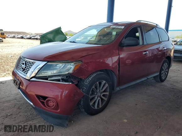 2016 Nissan Pathfinder S with VIN 5N1AR2MNXGC660725, listed as a Copart auction lot 61164915 with 125,134 mi miles and Salvage title. Bid and sale history available at DreamBid. Image 1.