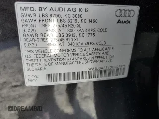 2013 Audi Q7 Premium Plus with VIN WA1LGAFE4DD007575, listed as a Copart auction lot 59078855 with 132,428 mi miles and Salvage title. Bid and sale history available at DreamBid. Image 13.