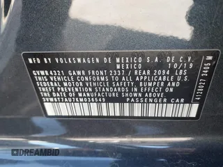 2019 Volkswagen GTI S z VIN 3VW6T7AU7KM036549, wystawiony jako IAAI lot #41728204 z przebiegiem 70 213 mil mil oraz . Historia ofert i sprzedaży dostępna na DreamBid. Obrazek 9.