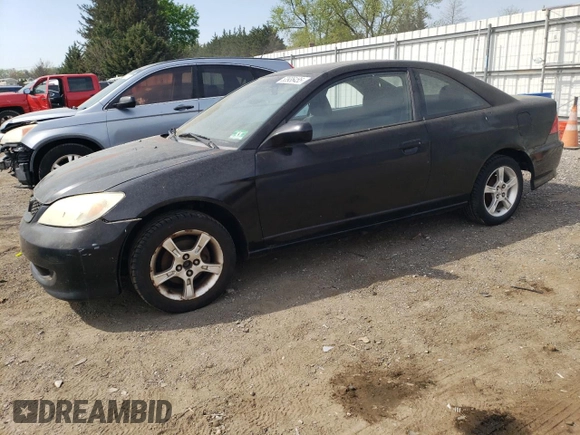 2005 Honda Civic Cpe LX with VIN 1HGEM22555L075234, listed as a Copart auction lot 53936455 with 143,062 mi miles and Clean Title. Bid and sale history available at carsss.com. Image 1.