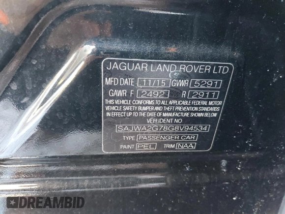 2016 Jaguar XJ Portfolio with VIN SAJWA2G78G8V94534, listed as a Copart auction lot 86926944 with 144,093 mi miles and Salvage title. Bid and sale history available at DreamBid. Image 14.