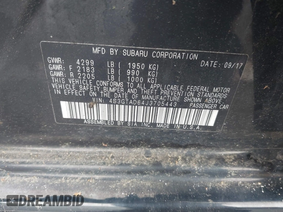 2018 Subaru Impreza Premium z VIN 4S3GTAD64J3705443, wystawiony jako IAAI lot #42304055 z przebiegiem 159 572 mil mil oraz . Historia ofert i sprzedaży dostępna na DreamBid. Obrazek 9.