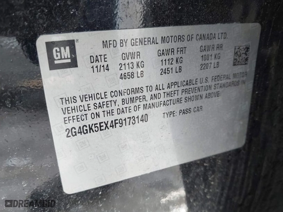 2015 Buick Regal with VIN 2G4GK5EX4F9173140, listed as a IAAI auction lot 41609056 with 137,403 mi miles. Bid and sale history available at carsss.com. Image 9.