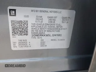 2020 Chevrolet Traverse Premier с VIN 1GNERKKW5LJ247691, выставлен на аукционе IAAI как лот 42257971 с пробегом 68 036 миль миль и . История ставок и продаж доступна на DreamBid. Изображение 9.