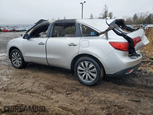 2014 Acura MDX Tech Pkg with VIN 5FRYD4H43EB043504, listed as a Copart auction lot 50368135 with 0 mi miles and Salvage Title. Bid and sale history available at carsss.com. Image 2.