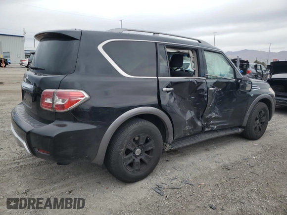 2017 Nissan Armada SV with VIN JN8AY2ND5H9005792, listed as a Copart auction lot 48800165 with 100,316 mi miles and Salvage Title. Bid and sale history available at carsss.com. Image 3.