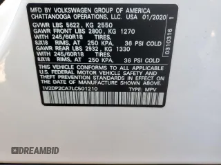 2020 Volkswagen Atlas SE with VIN 1V2DP2CA7LC501210, listed as a Copart auction lot 86992324 with 80,537 mi miles and Salvage title. Bid and sale history available at DreamBid. Image 13.