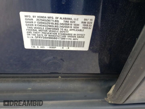 2016 Acura MDX w/Advance with VIN 5FRYD4H90GB017389, listed as a Copart auction lot 51211585 with 0 mi miles and Salvage Title. Bid and sale history available at carsss.com. Image 15.
