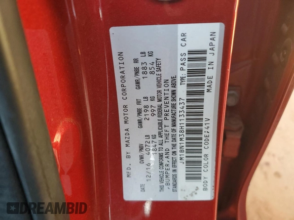2017 Mazda 3 Grand Touring with VIN JM1BN1M38H1133437, listed as a Copart auction lot 80991974 with 73,810 mi miles and Salvage Title. Bid and sale history available at DreamBid. Image 12.