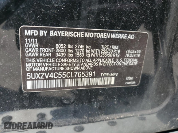 2012 BMW X5 35i z VIN 5UXZV4C55CL765391, wystawiony jako Copart lot #63816295 z przebiegiem 105 853 mil mil oraz Czysty tytuł • Clean title. Historia ofert i sprzedaży dostępna na DreamBid. Obrazek 13.