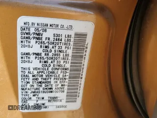 2009 Infiniti FX with VIN JNRAS18U39M100708, listed as a Copart auction lot 48199895 with 278,493 mi miles and Salvage title. Bid and sale history available at DreamBid. Image 15.