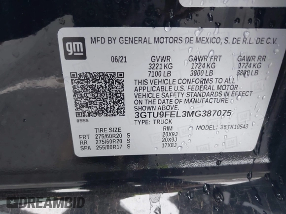 2021 GMC Sierra 1500 Denali с VIN 3GTU9FEL3MG387075, выставлен на аукционе IAAI как лот 41922600 с пробегом 75 579 миль миль и . История ставок и продаж доступна на DreamBid. Изображение 9.