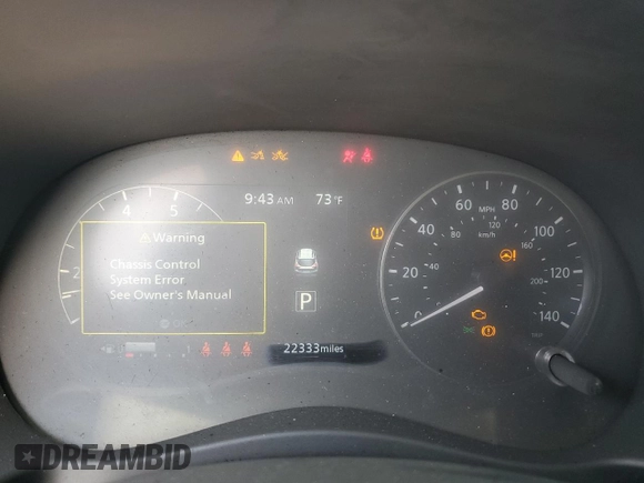 2023 Nissan Kicks SV with VIN 3N1CP5CV4PL508727, listed as a Copart auction lot 54176375 with 22,333 mi miles and Salvage Title. Bid and sale history available at DreamBid. Image 9.
