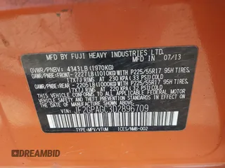 2013 Subaru Crosstrek Limited с VIN JF2GPAGC3D2896709, выставлен на аукционе IAAI как лот 42343417 с пробегом 178 172 миль миль и . История ставок и продаж доступна на DreamBid. Изображение 9.