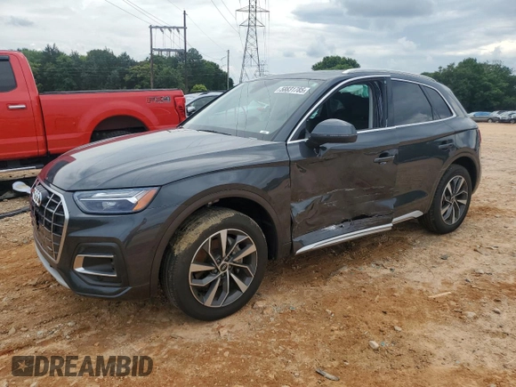 2021 Audi Q5 Premium Plus with VIN WA1BAAFY6M2083415, listed as a Copart auction lot 58831785 with 21,055 mi miles and Salvage title. Bid and sale history available at DreamBid. Image 1.