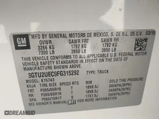 2015 GMC Sierra 1500 SLE with VIN 3GTU2UEC9FG315292, listed as a IAAI auction lot 41641819 with 184,613 mi miles. Bid and sale history available at carsss.com. Image 9.