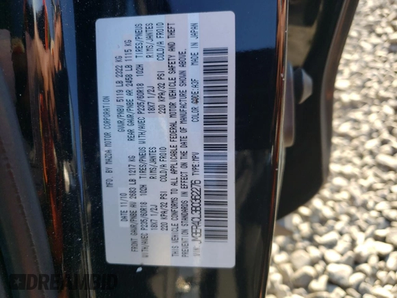 2011 Mazda CX-7 s Touring with VIN JM3ER4CL3B0362276, listed as a Copart auction lot 70023054 with 116,797 mi miles and Salvage Title. Bid and sale history available at carsss.com. Image 12.