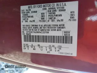 1998 Ford F-150 with VIN 1FTZX1763WNC22708, listed as a Copart auction lot 56914515 with 179,011 mi miles and Salvage title. Bid and sale history available at DreamBid. Image 13.