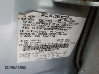 2008 Ford Taurus Limited with VIN 1FAHP25W18G114475, listed as a Copart auction lot 43776945 with 85,782 mi miles and Salvage Title. Bid and sale history available at DreamBid. Image 12.