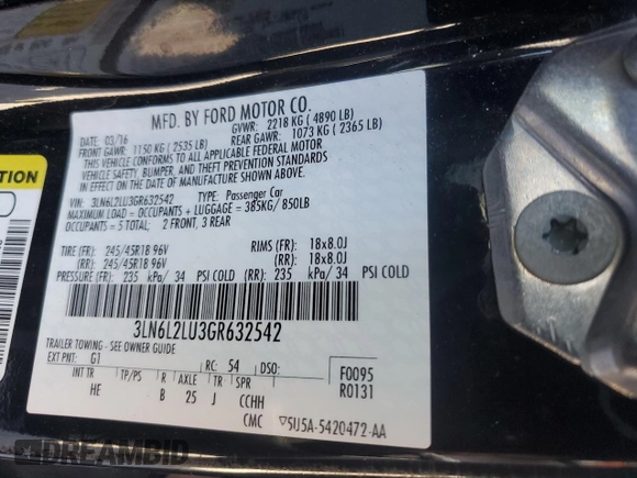 2016 Lincoln MKZ Hybrid с VIN 3LN6L2LU3GR632542, выставлен на аукционе Copart как лот 57255805 с пробегом 76 820 миль миль и Списание • Salvage title. История ставок и продаж доступна на DreamBid. Изображение 13.
