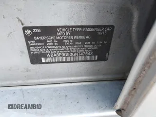 2016 BMW 3 Series 328i with VIN WBA8E9G50GNT47543, listed as a IAAI auction lot 41101803 with 150,202 mi miles. Bid and sale history available at carsss.com. Image 9.