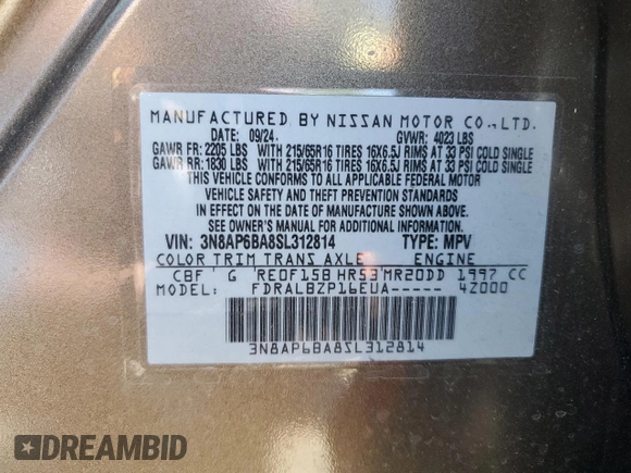 2025 Nissan Kicks S with VIN 3N8AP6BA8SL312814, listed as a Copart auction lot 49655605 with 7,533 mi miles and Salvage Title. Bid and sale history available at carsss.com. Image 13.