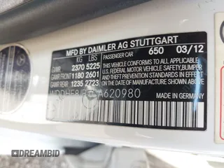 2012 Mercedes-Benz E 350 Luxury with VIN WDDHF8JB7CA620980, listed as a IAAI auction lot 42659488 with 113,301 mi miles and . Bid and sale history available at DreamBid. Image 9.