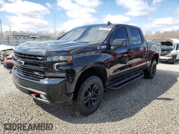 2021 Chevrolet Silverado 1500 LT Trail Boss with VIN 1GCPYFEL6MZ388043, listed as a Copart auction lot 48032035 with 76,082 mi miles and Salvage Title. Bid and sale history available at DreamBid. Image 1.