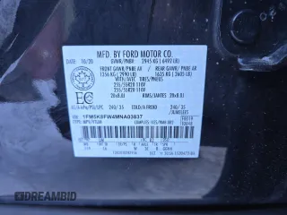 2021 Ford Explorer Limited with VIN 1FM5K8FW4MNA03837, listed as a Copart auction lot 44906915 with 78,390 mi miles and Salvage Title. Bid and sale history available at carsss.com. Image 13.