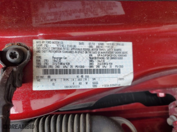 2013 Ford Focus SE with VIN 1FADP3K21DL106545, listed as a Copart auction lot 52851985 with 221,645 mi miles and Non Repairable. Bid and sale history available at carsss.com. Image 12.