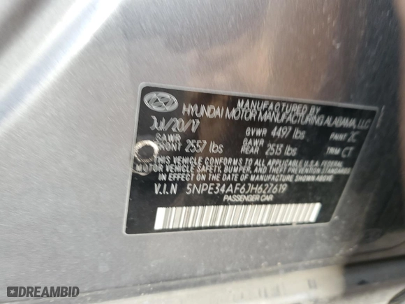 2018 Hyundai Sonata SEL with VIN 5NPE34AF6JH627619, listed as a Copart auction lot 84601654 with 59,040 mi miles and Salvage Title. Bid and sale history available at carsss.com. Image 13.