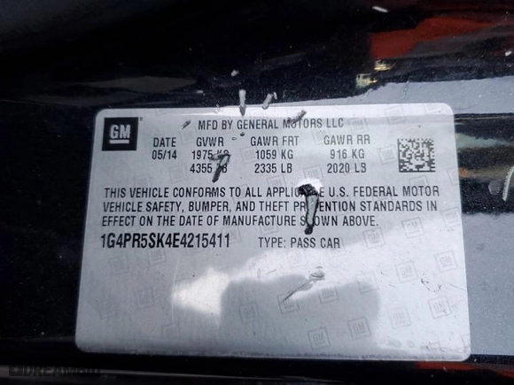 2014 Buick Verano Convenience Group with VIN 1G4PR5SK4E4215411, listed as a Copart auction lot 84410094 with 0 mi miles and Salvage Title. Bid and sale history available at carsss.com. Image 12.