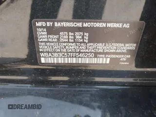 2015 BMW 3 Series 328i xDrive with VIN WBA3B3C57FF546250, listed as a IAAI auction lot 42214349 with 55,157 mi miles and . Bid and sale history available at DreamBid. Image 9.