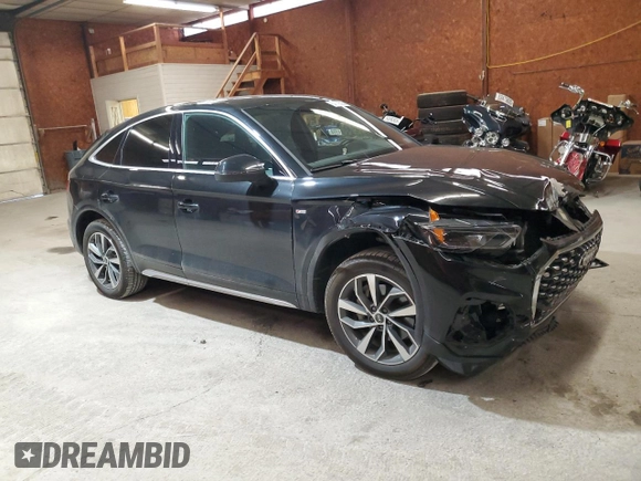 2022 Audi Q5 Sportback S line Premium Plus with VIN WA15ABFY4N2105772, listed as a Copart auction lot 54119335 with 38,217 mi miles and Salvage title. Bid and sale history available at DreamBid. Image 4.