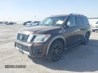 2017 Nissan Armada Platinum with VIN JN8AY2NF1H9302575, listed as a IAAI auction lot 41826613 with 109,914 mi miles. Bid and sale history available at carsss.com. Image 2.