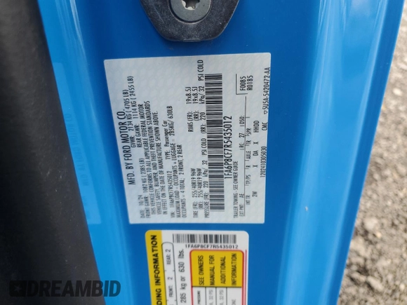 2024 Ford Mustang GT with VIN 1FA6P8CF7R5435012, listed as a Copart auction lot 49123195 with 3,207 mi miles and Salvage title. Bid and sale history available at DreamBid. Image 14.