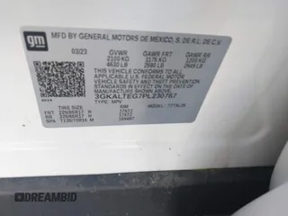 2023 GMC Terrain SLE with VIN 3GKALTEG7PL230767, listed as a IAAI auction lot 42175868 with 7,981 mi miles and . Bid and sale history available at carsss.com. Image 9.