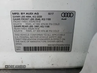 2017 Audi Q3 Prestige with VIN WA1GCCFS3HR015724, listed as a Copart auction lot 79187854 with 0 mi miles and Salvage Title. Bid and sale history available at carsss.com. Image 15.