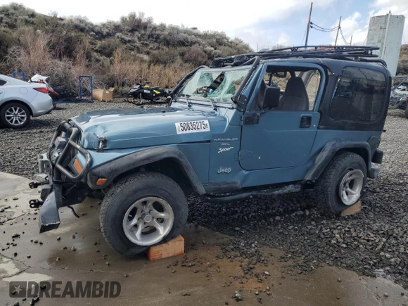 1998 Jeep Wrangler Sport z VIN 1J4FY19S8WP788484, wystawiony jako Copart lot #50835275 z przebiegiem Nie podano mil oraz Szkoda całkowita • Salvage title. Historia ofert i sprzedaży dostępna na DreamBid. Obrazek 1.