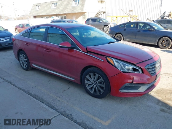 2017 Hyundai Sonata Sport with VIN 5NPE34AF4HH535628, listed as a IAAI auction lot 41721383 with 75,836 mi miles. Bid and sale history available at carsss.com. Image 1.