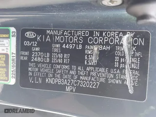 2012 Kia Sportage LX with VIN KNDPB3A27C7320227, listed as a IAAI auction lot 42109588 with 162,043 mi miles. Bid and sale history available at carsss.com. Image 9.