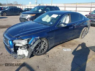 2019 Infiniti Q50 RED SPORT 400 with VIN JN1FV7AP8KM780182, listed as a IAAI auction lot 41682121 with 73,110 mi miles. Bid and sale history available at carsss.com. Image 2.