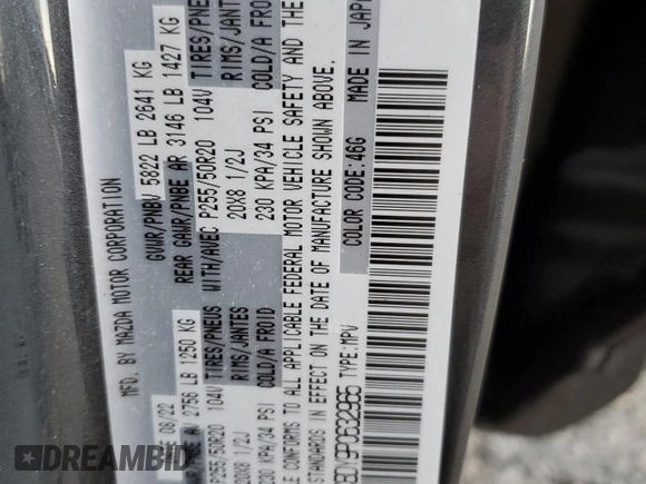 2023 Mazda CX-9 Grand Touring with VIN JM3TCBDY9P0632965, listed as a Copart auction lot 45924105 with 37,372 mi miles and Salvage title. Bid and sale history available at DreamBid. Image 15.