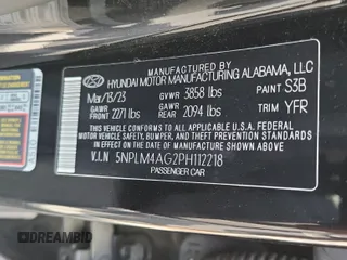 2023 Hyundai Elantra SEL with VIN 5NPLM4AG2PH112218, listed as a IAAI auction lot 42844323 with 36,483 mi miles and . Bid and sale history available at DreamBid. Image 35.