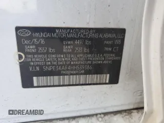2017 Hyundai Sonata Sport with VIN 5NPE34AF4HH539386, listed as a Copart auction lot 87185104 with 158,152 mi miles and Salvage Title. Bid and sale history available at DreamBid. Image 12.