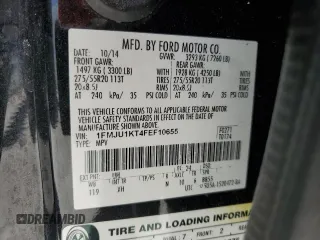 2015 Ford Expedition Limited z VIN 1FMJU1KT4FEF10655, wystawiony jako Copart lot #49400295 z przebiegiem 143 998 mil mil oraz Szkoda całkowita • Salvage title. Historia ofert i sprzedaży dostępna na DreamBid. Obrazek 14.